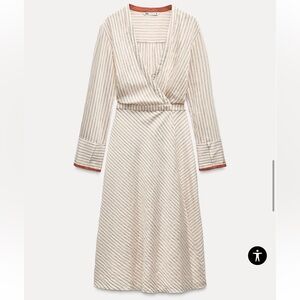 ZARA ZW COLLECTION CONTRAST WRAP DRESS SIZE MEDIUM NWT